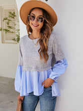 Lantern sleeve ruffle stitching blouse Sai Feel